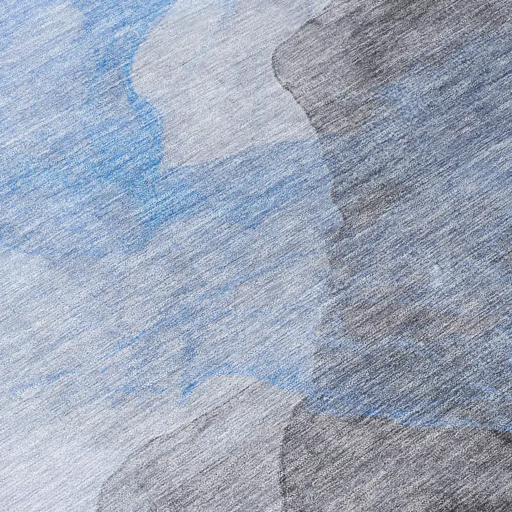 10' X 14' Sky Blue And Gray Abstract Washable Indoor Outdoor Area Rug