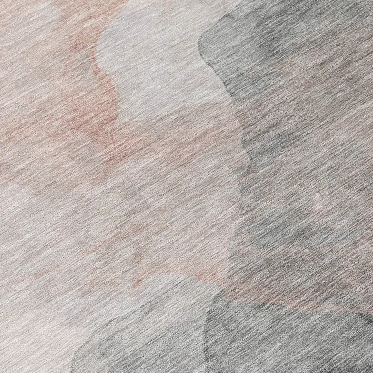 9' X 12' Salmon And Gray Abstract Washable Indoor Outdoor Area Rug