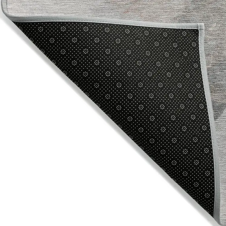 10' X 14' Salmon And Gray Abstract Washable Indoor Outdoor Area Rug
