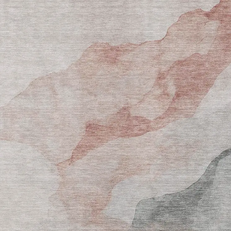 10' X 14' Salmon And Gray Abstract Washable Indoor Outdoor Area Rug