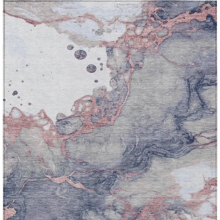 5' X 8' Blush And Gray Abstract Washable Indoor Outdoor Area Rug