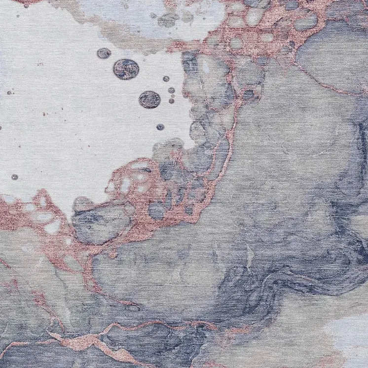 5' X 8' Blush And Gray Abstract Washable Indoor Outdoor Area Rug