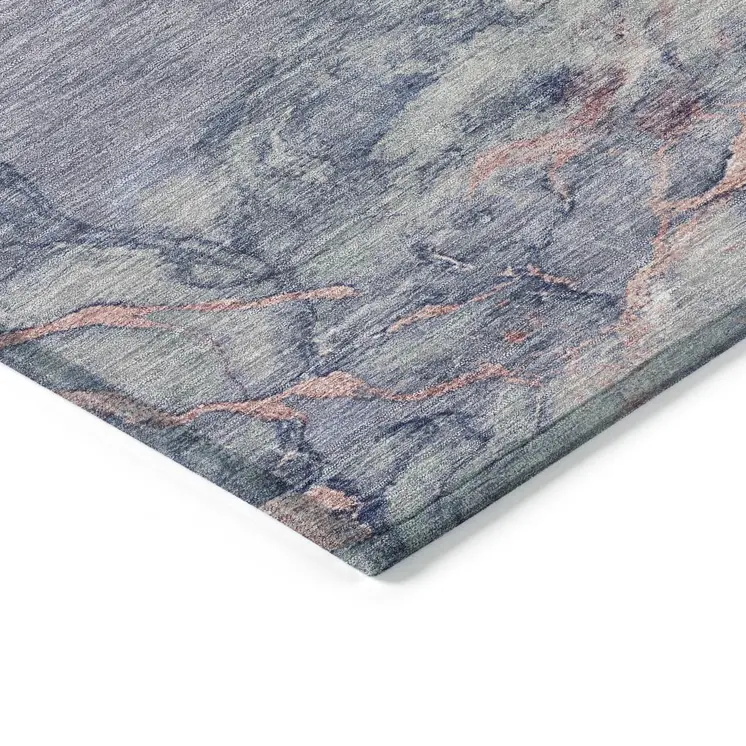 8' Blush And Gray Round Abstract Washable Indoor Outdoor Area Rug