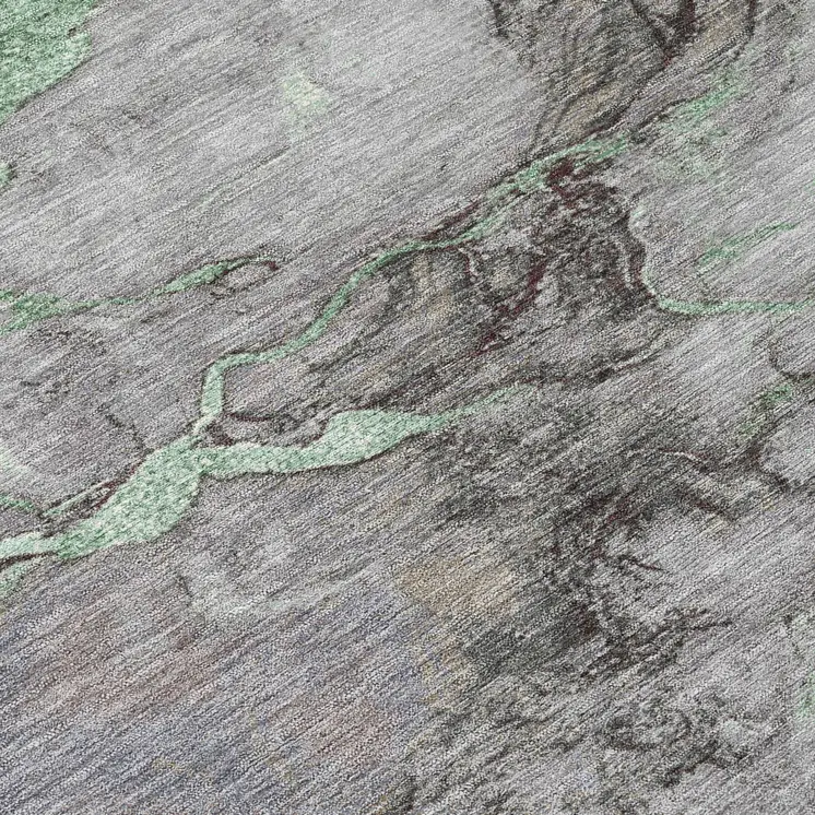 10' X 14' Green And Gray Abstract Washable Indoor Outdoor Area Rug