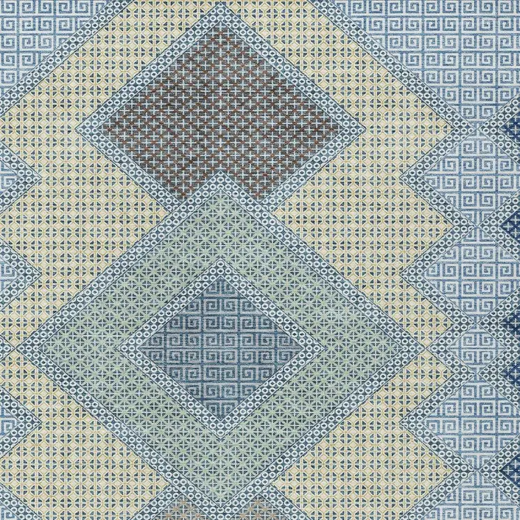 10' X 14' Denim Blue Gray And Brown Geometric Washable Indoor Outdoor Area Rug