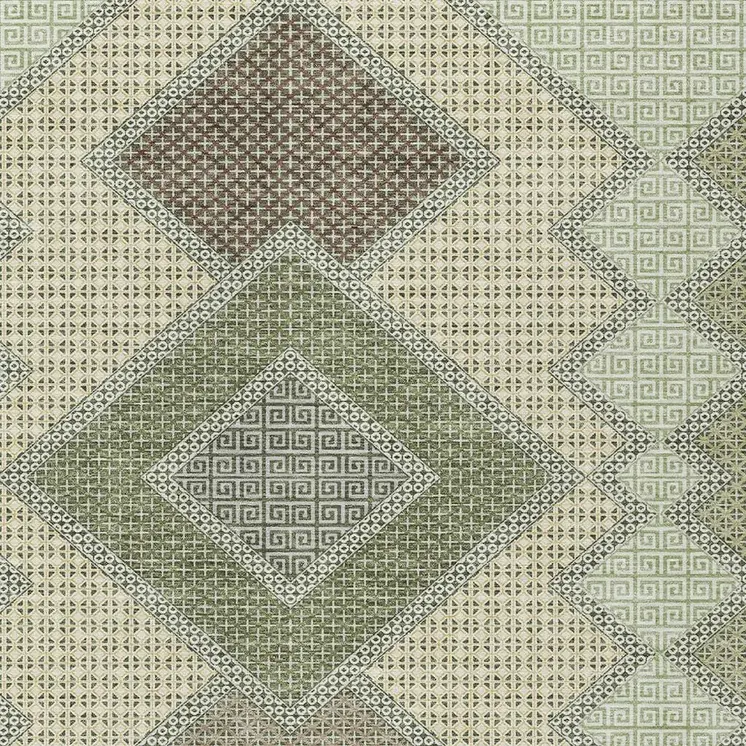 3' X 5' Green Gray And Taupe Geometric Washable Indoor Outdoor Area Rug