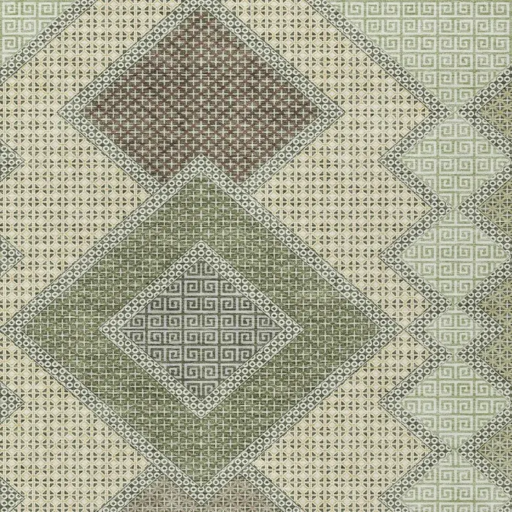 5' X 8' Green Gray And Taupe Geometric Washable Indoor Outdoor Area Rug