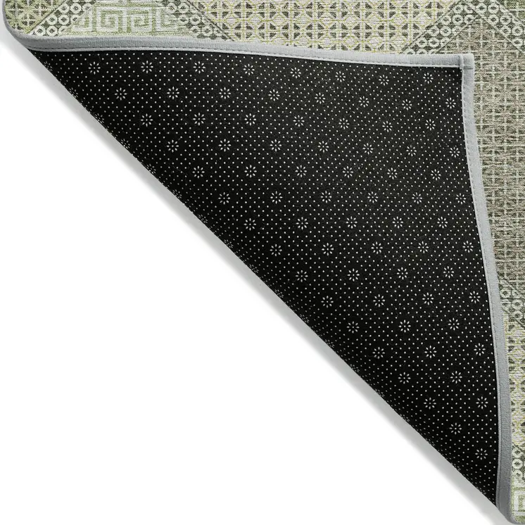 8' X 10' Green Gray And Taupe Geometric Washable Indoor Outdoor Area Rug