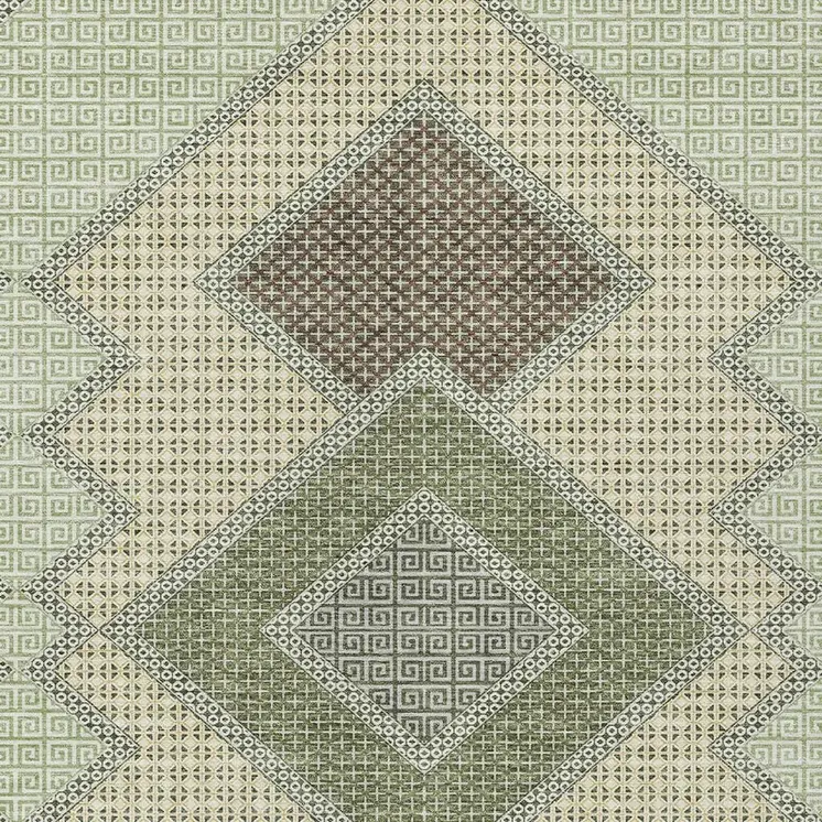8' X 10' Green Gray And Taupe Geometric Washable Indoor Outdoor Area Rug