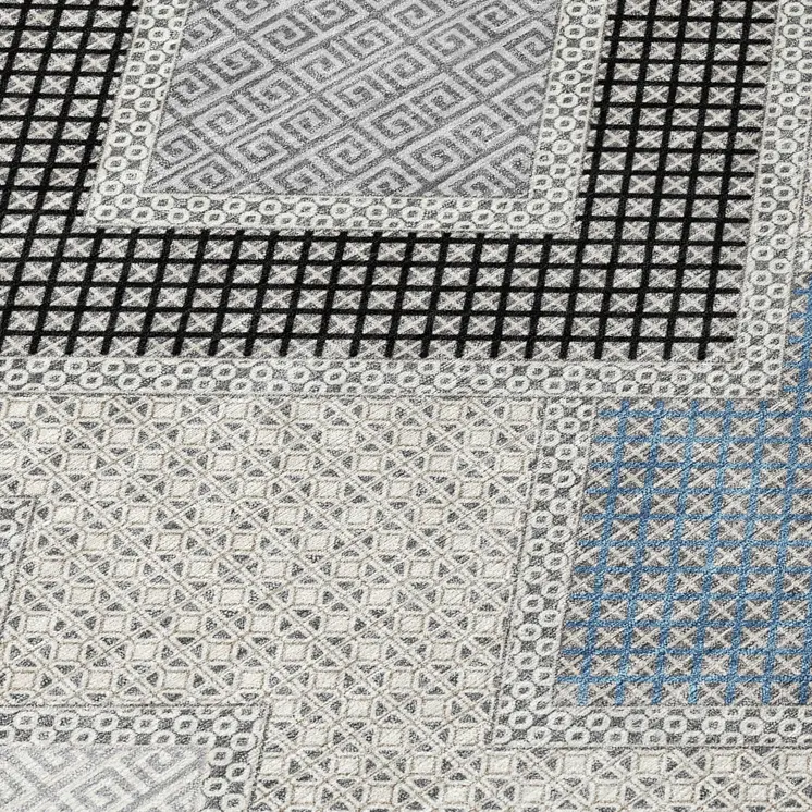 3' X 5' Gray Gold And Charcoal Geometric Washable Indoor Outdoor Area Rug