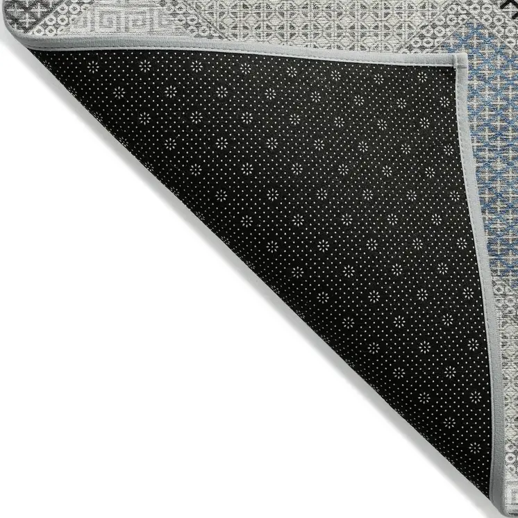 10' X 14' Gray Gold And Charcoal Geometric Washable Indoor Outdoor Area Rug