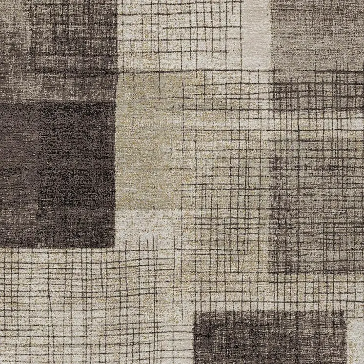 3' X 5' Brown And Taupe Geometric Washable Indoor Outdoor Area Rug