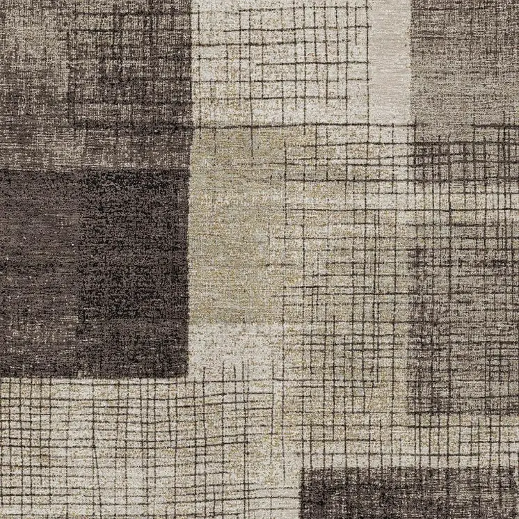 5' X 8' Brown And Taupe Geometric Washable Indoor Outdoor Area Rug