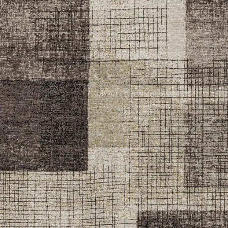 9' X 12' Brown And Taupe Geometric Washable Indoor Outdoor Area Rug