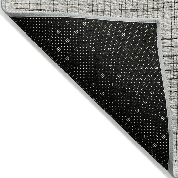 5' X 8' Ivory And Black Geometric Washable Indoor Outdoor Area Rug