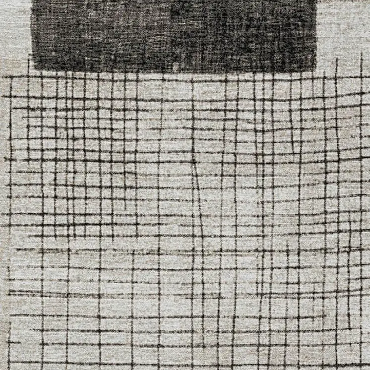 8' X 10' Ivory And Black Geometric Washable Indoor Outdoor Area Rug