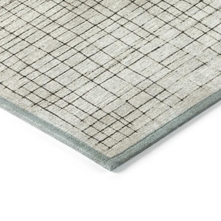9' X 12' Ivory And Black Geometric Washable Indoor Outdoor Area Rug