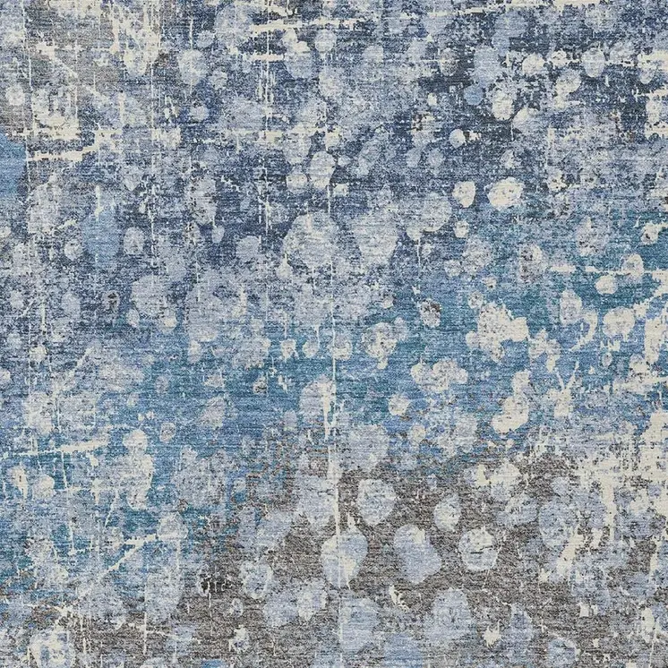 5' X 8' Blue And Gray Abstract Washable Indoor Outdoor Area Rug