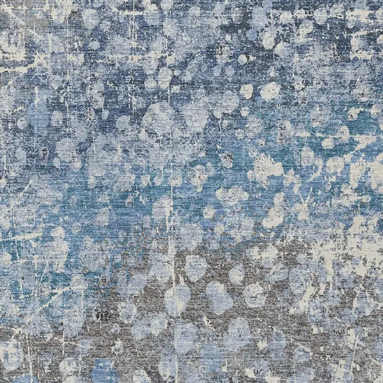 8' X 10' Blue And Gray Abstract Washable Indoor Outdoor Area Rug