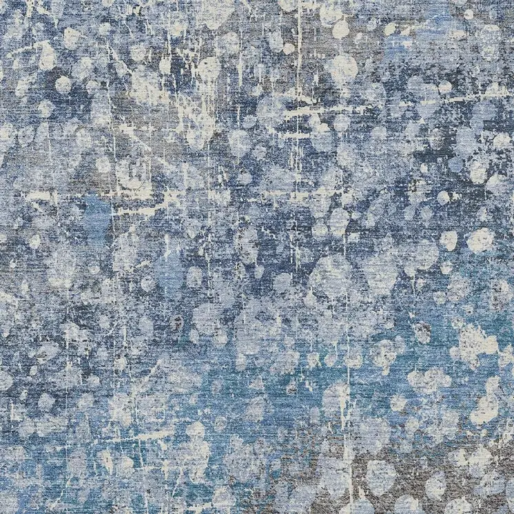 10' X 14' Blue And Gray Abstract Washable Indoor Outdoor Area Rug
