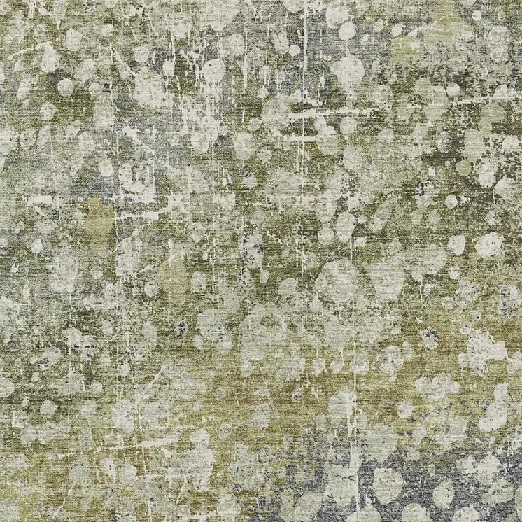3' X 5' Olive Green And Gray Abstract Washable Indoor Outdoor Area Rug
