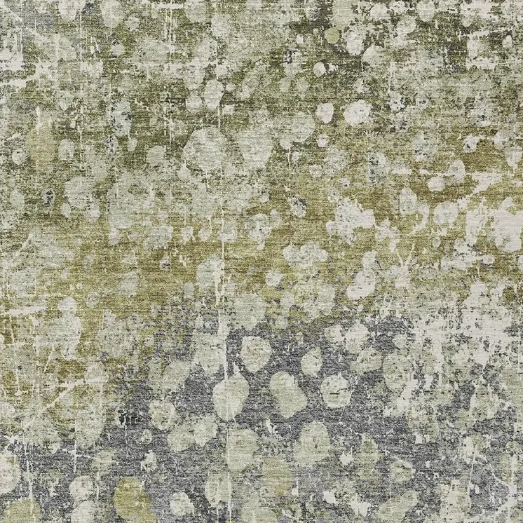9' X 12' Olive Green And Gray Abstract Washable Indoor Outdoor Area Rug