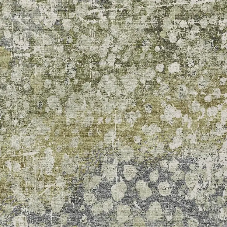 10' X 14' Olive Green And Gray Abstract Washable Indoor Outdoor Area Rug
