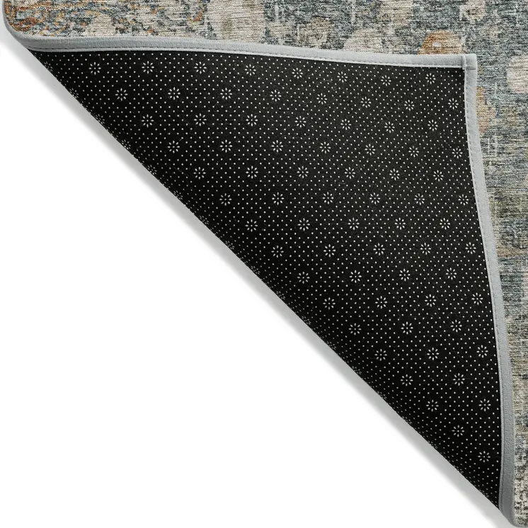 3' X 5' Beige And Copper Abstract Washable Indoor Outdoor Area Rug