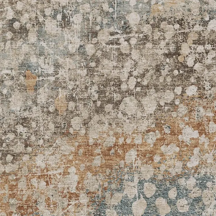 9' X 12' Beige And Copper Abstract Washable Indoor Outdoor Area Rug