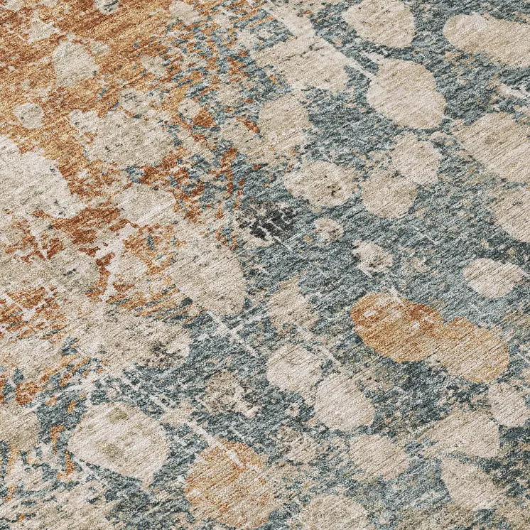 9' X 12' Beige And Copper Abstract Washable Indoor Outdoor Area Rug