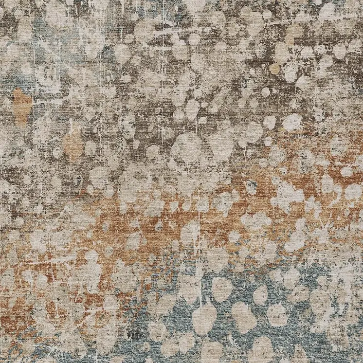 10' X 14' Beige And Copper Abstract Washable Indoor Outdoor Area Rug