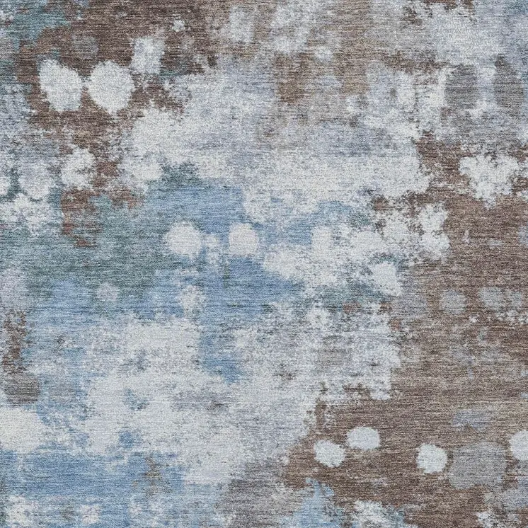 5' X 8' Brown And Sky Blue Abstract Washable Indoor Outdoor Area Rug
