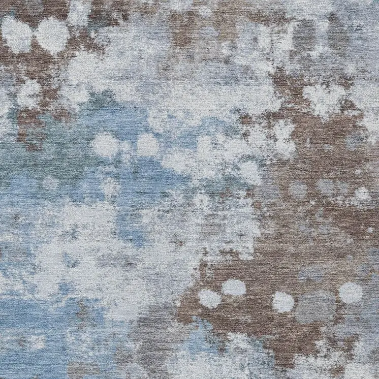 8' X 10' Brown And Sky Blue Abstract Washable Indoor Outdoor Area Rug
