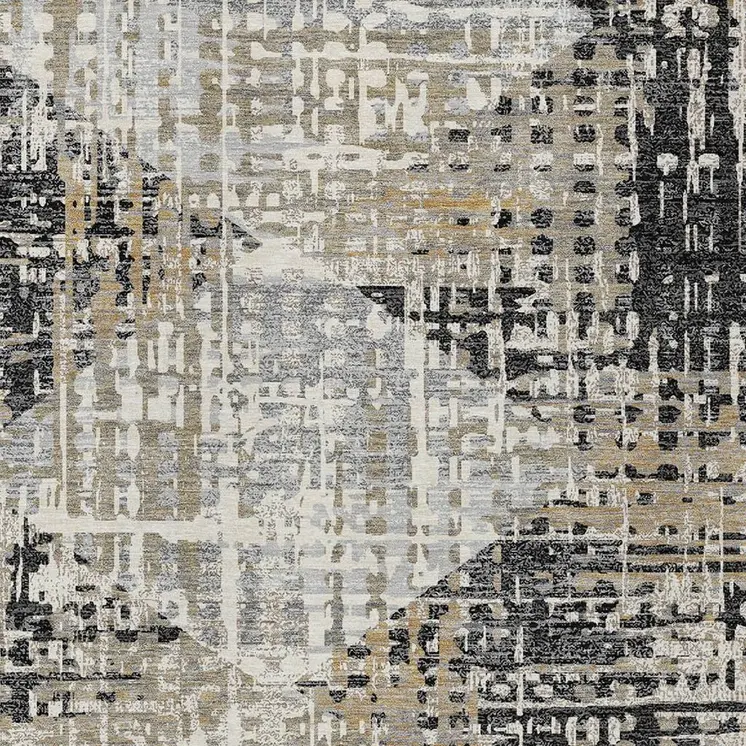 3' X 5' Black And Ivory Geometric Washable Indoor Outdoor Area Rug