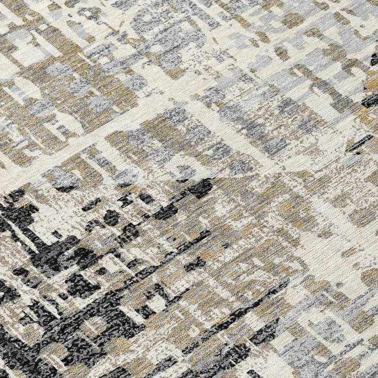8' X 10' Black And Ivory Geometric Washable Indoor Outdoor Area Rug