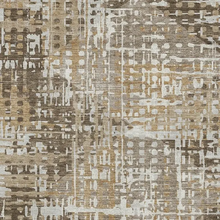 3' X 5' Brown And Ivory Geometric Washable Indoor Outdoor Area Rug