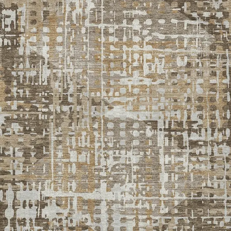 5' X 8' Brown And Ivory Geometric Washable Indoor Outdoor Area Rug