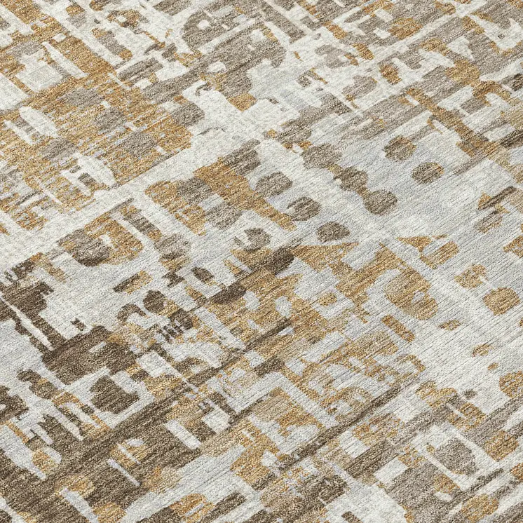 5' X 8' Brown And Ivory Geometric Washable Indoor Outdoor Area Rug