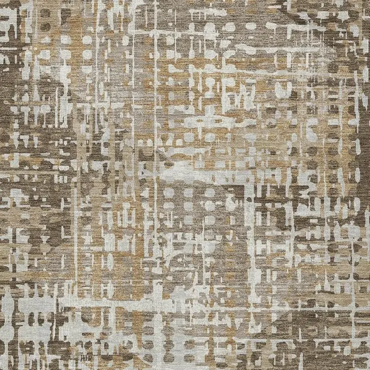 8' X 10' Brown And Ivory Geometric Washable Indoor Outdoor Area Rug