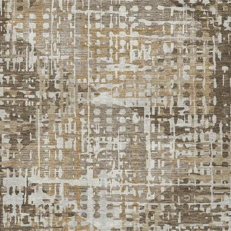 10' X 14' Brown And Ivory Geometric Washable Indoor Outdoor Area Rug