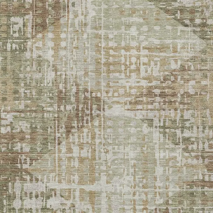 3' X 5' Fern Green And Beige Geometric Washable Indoor Outdoor Area Rug