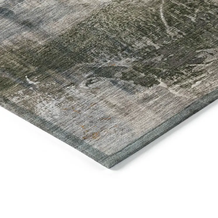 5' X 8' Beige And Gray Abstract Washable Indoor Outdoor Area Rug