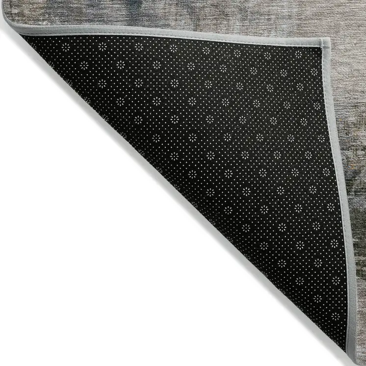 10' X 14' Beige And Gray Abstract Washable Indoor Outdoor Area Rug