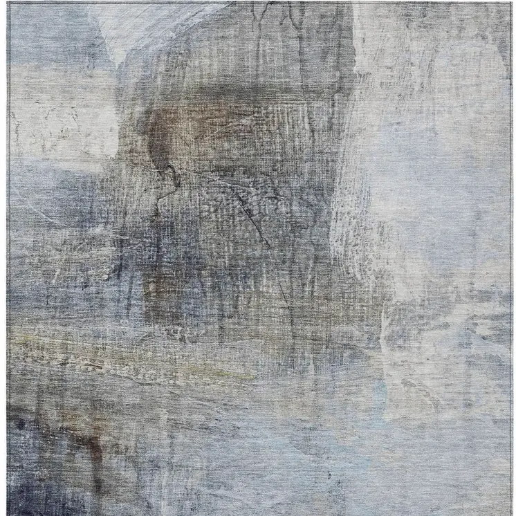 8' X 10' Sky Blue And Gray Abstract Washable Indoor Outdoor Area Rug