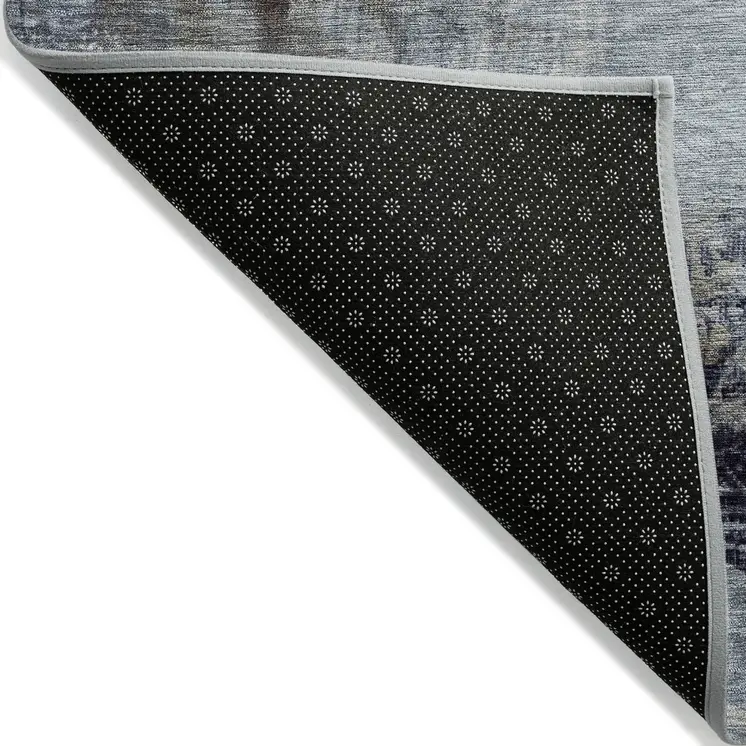 8' X 10' Sky Blue And Gray Abstract Washable Indoor Outdoor Area Rug