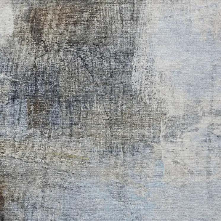 10' X 14' Sky Blue And Gray Abstract Washable Indoor Outdoor Area Rug