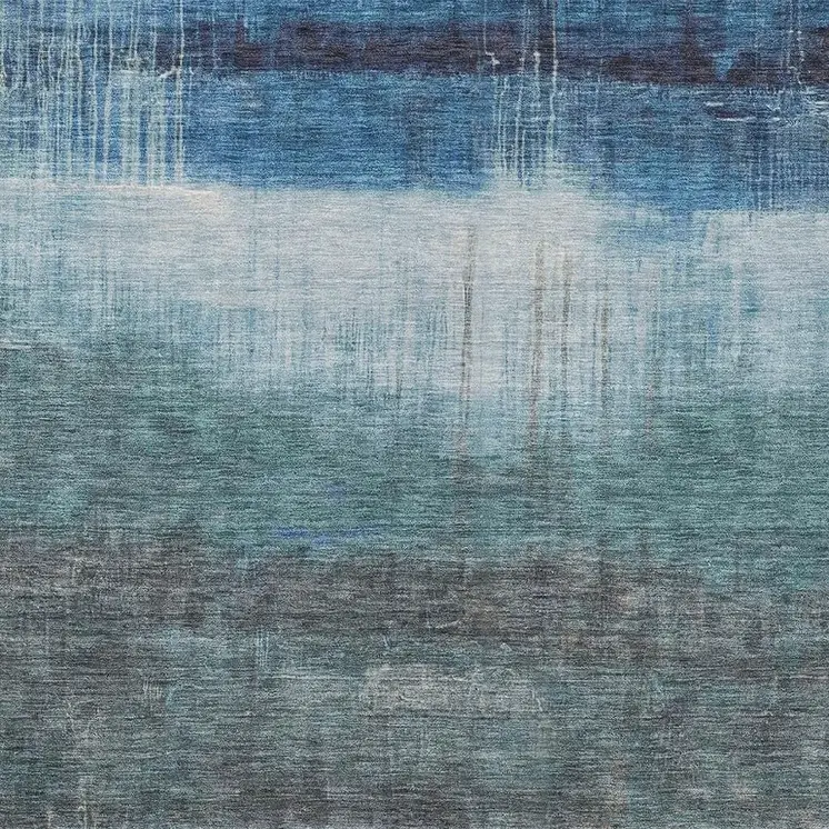 3' X 5' Blue And Gray Abstract Washable Indoor Outdoor Area Rug