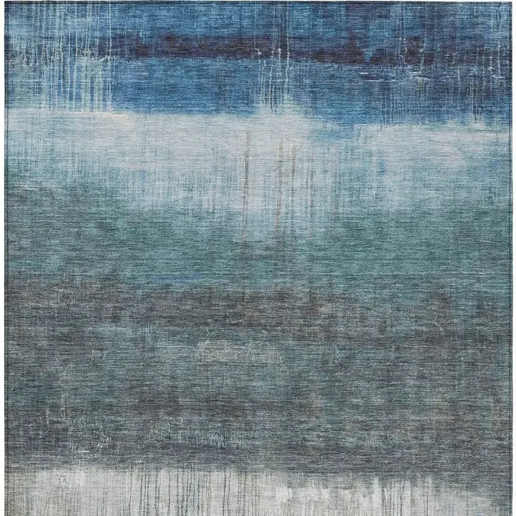 5' X 8' Blue And Gray Abstract Washable Indoor Outdoor Area Rug