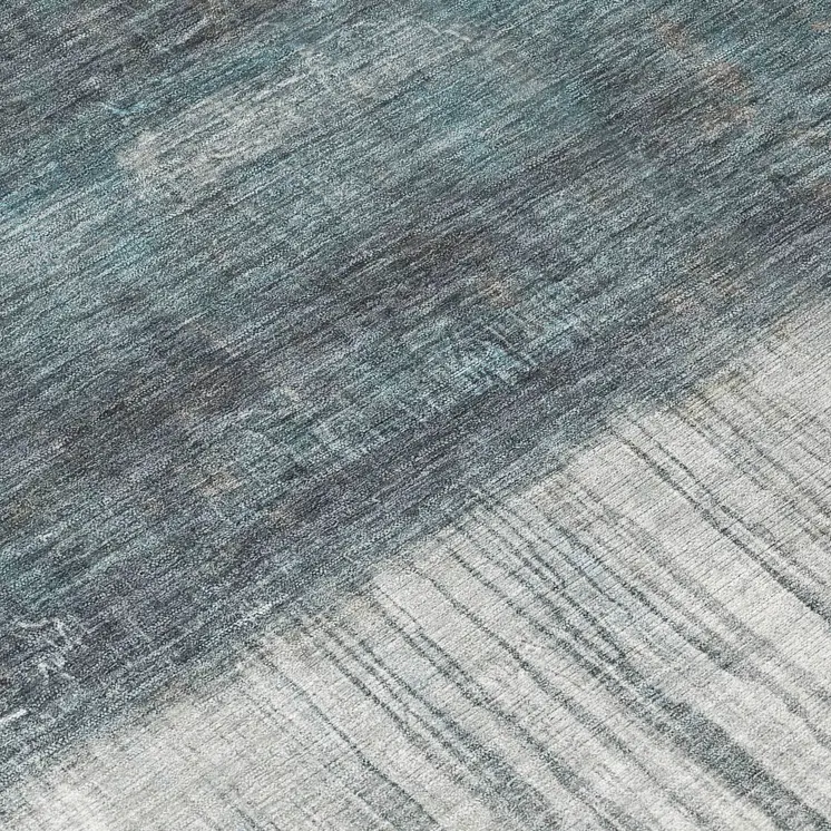 8' Blue And Gray Round Abstract Washable Indoor Outdoor Area Rug