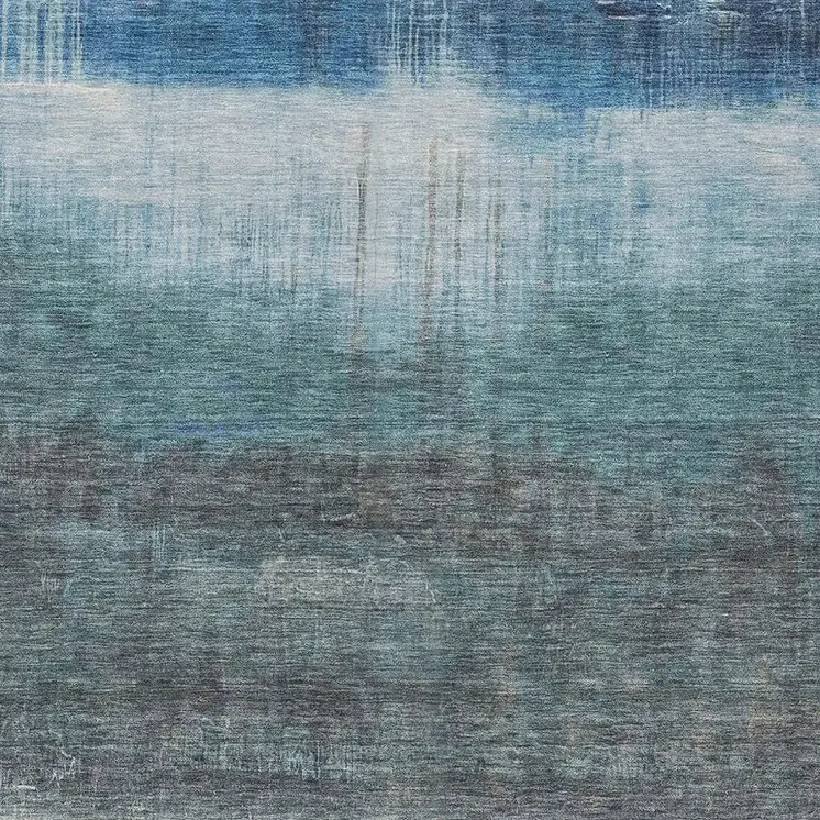 8' X 10' Blue And Gray Abstract Washable Indoor Outdoor Area Rug
